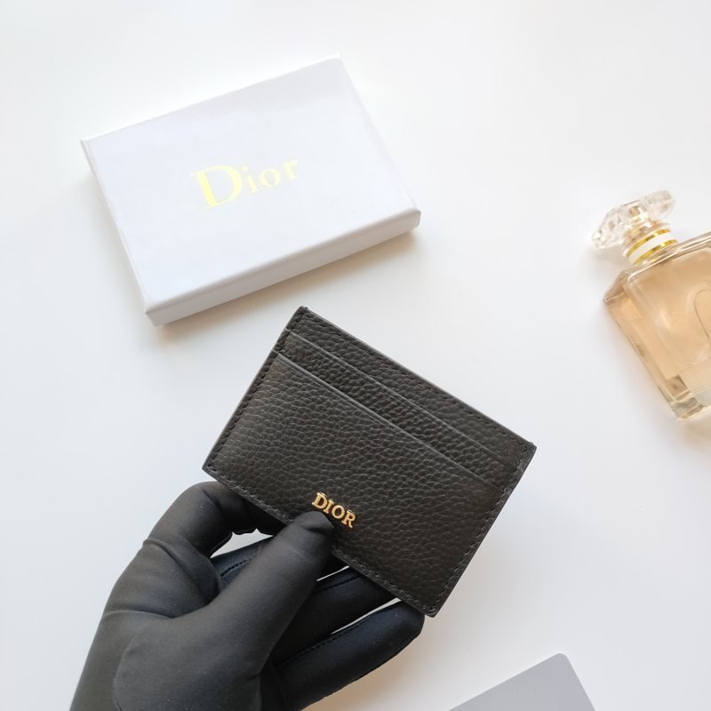 Dior Logo Grained Calfskin Card Holder card holder Black grained calfskin with gold-tone metal logo 10 5 7 5cm