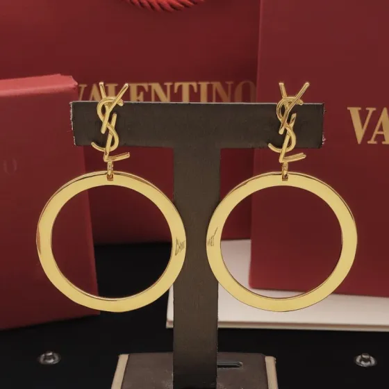 Saint Laurent YED0083 Cassandre Hoop Earrings earrings gold-tone metal no accent stones 4 5cm hoop diameter