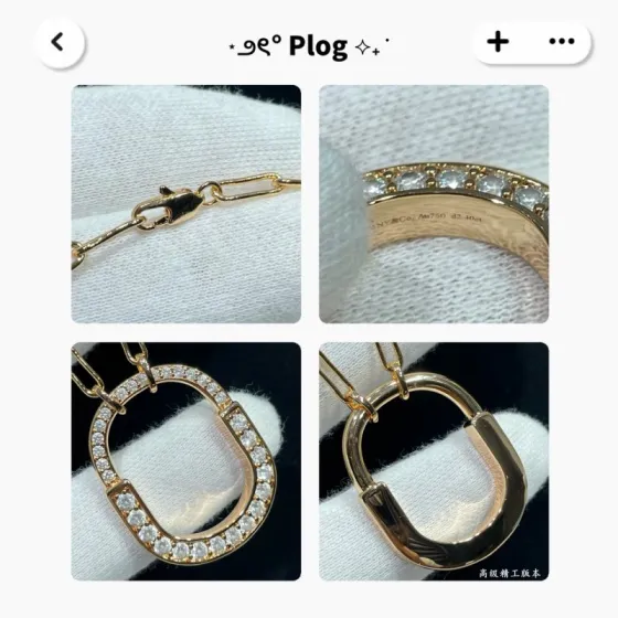 Tiffany Lock necklace 18K rose gold with clear diamond pave 45cm