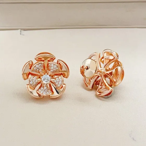 Bvlgari Divas Dream earrings Rose gold with clear diamonds 1 5cm diameter