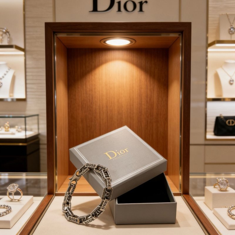 Dior Dior Logo Engraved Chain Link Bracelet bracelet Antique silver-tone metal with black engraved detailing 19cm