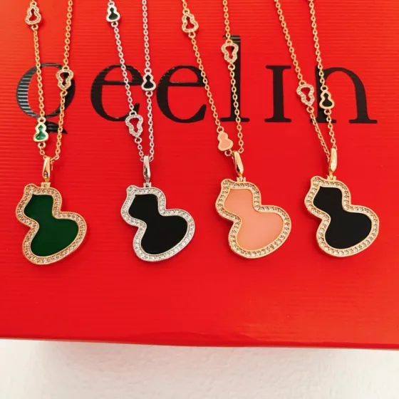 Qeelin Wulu necklace Gold-tone metal with green stone silver-tone metal with black stone rose gold-tone metal with pink opal gold-tone metal with black onyx accented with clear diamonds 45cm