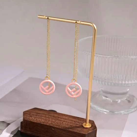 Fendi F is Fendi Logo Threader Earrings earrings Gold-tone metal with pastel pink enamel first variant gold-tone metal with multi-color enamel white navy red pink yellow second variant gold-tone metal with bright yellow enamel third variant 10cm chain length