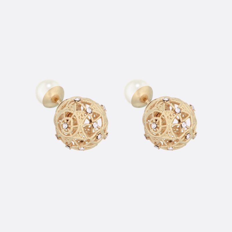 Dior Dior Tribales earrings Gold-tone metal with white resin pearls and clear crystal accents One Size