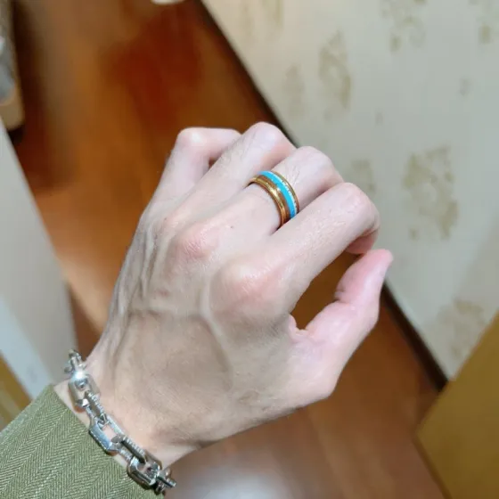 Bvlgari B zero1 ring 18k yellow gold turquoise red jasper mother-of-pearl 10