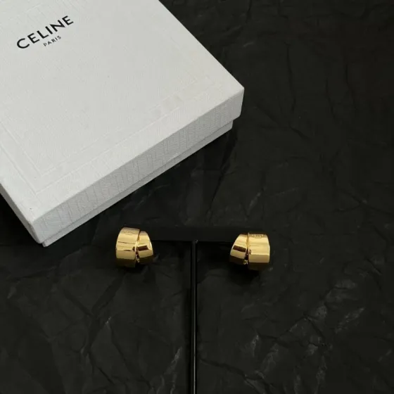 Celine Twisted Fold Hoop Earrings earrings Gold-tone polished metal gold variant silver-tone polished metal silver variant no gemstones 1 5cm diameter