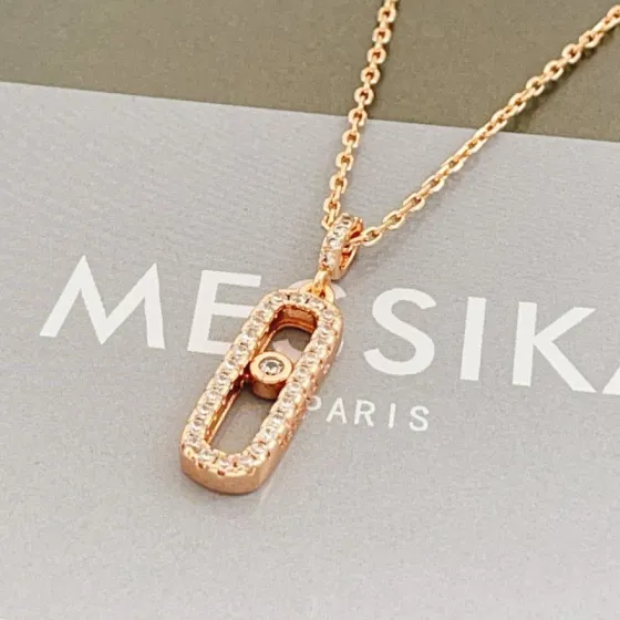 Messika Move Uno necklace rose gold clear diamond 45cm