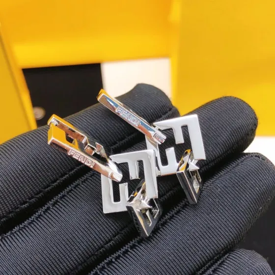 Fendi FF Logo Drop Earrings earrings Silver-tone metal no gemstones 3 5cm drop length
