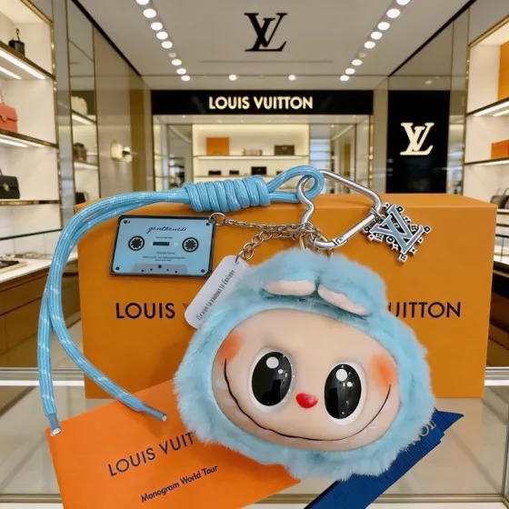 Louis Vuitton Anger Forest pendant light blue plush silver metal beige vinyl black enamel red enamel 18cm