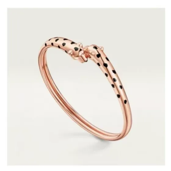 Cartier Panthere de Cartier bracelet 18K rose gold with black lacquer panther spots 17