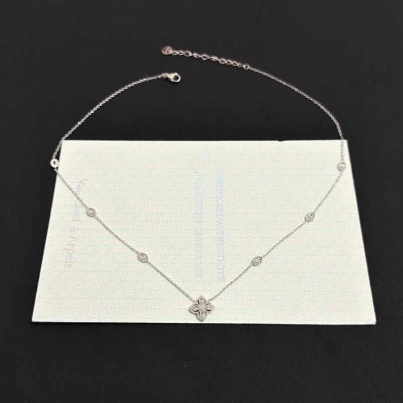 Van Cleef Arpels Alhambra necklace white gold diamond 42cm