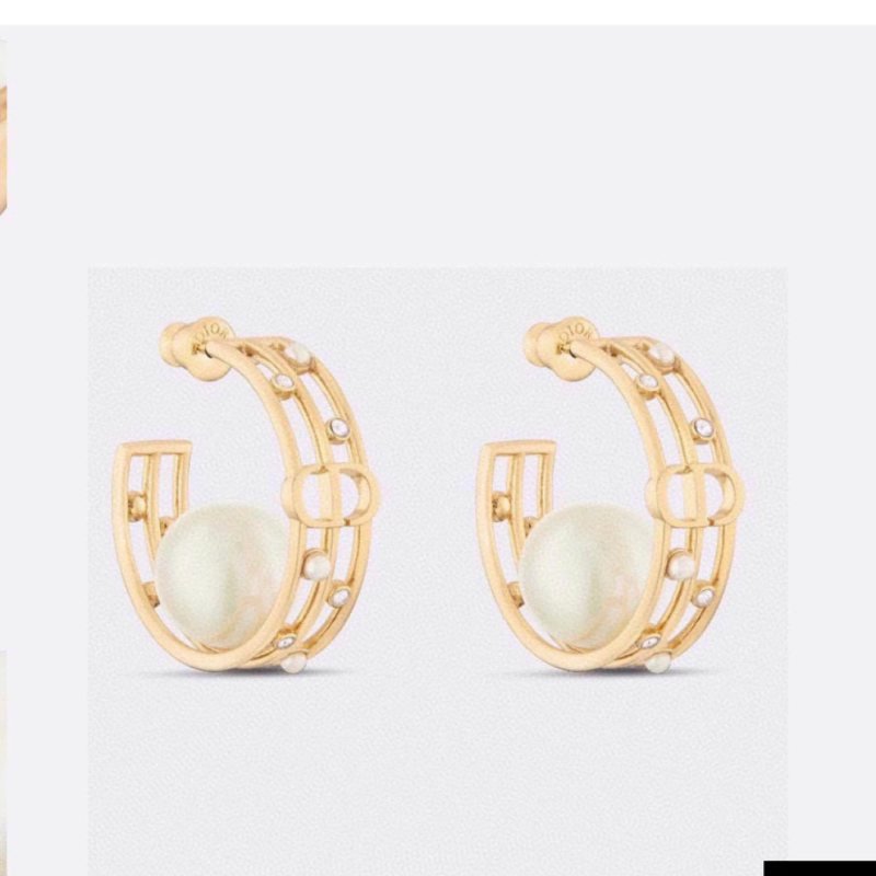 Dior D-Backstage earrings Gold-tone metal with white resin pearl and silver-tone crystal accents One Size