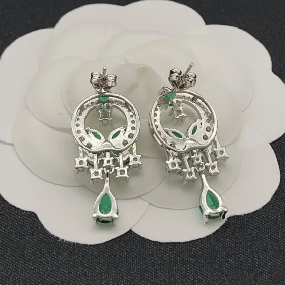 Graff Butterfly Chandelier Drop Earrings earrings White gold with emeralds and white diamonds 2 8cm drop length