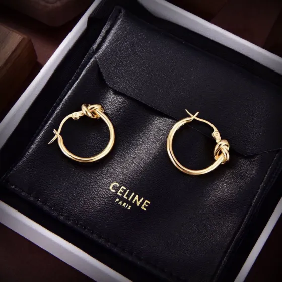 Celine Knot Small Hoop Earrings earrings gold-tone metal 2cm diameter