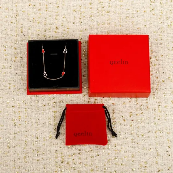 Qeelin Wulu Mini Solitaires necklace 18K rose gold red carnelian white diamond 42cm with 5cm extender