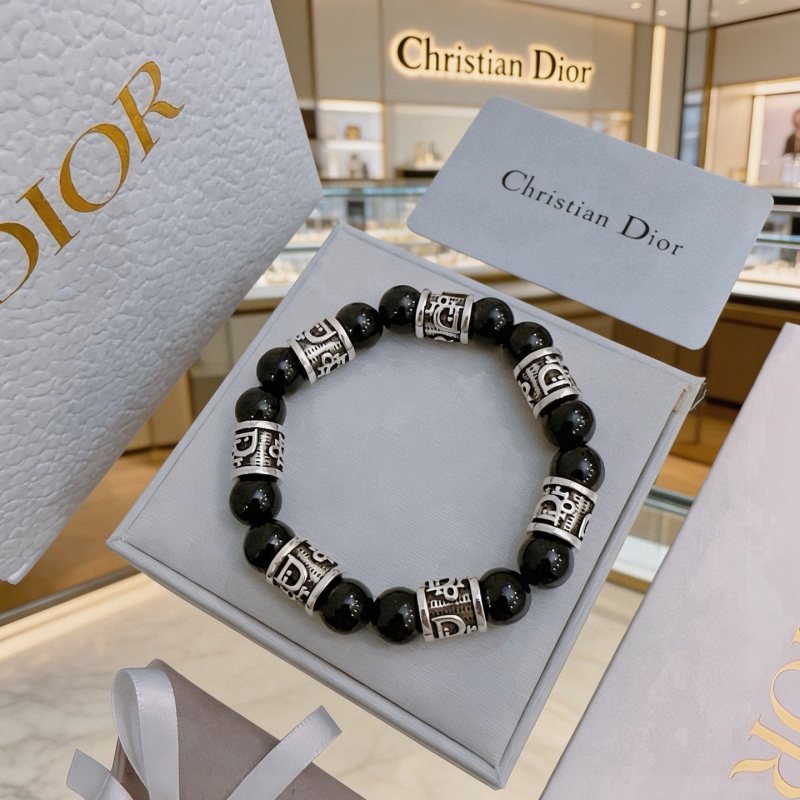 Dior Oblique Beaded Bracelet bracelet Silver-tone metal with black onyx beads 19cm
