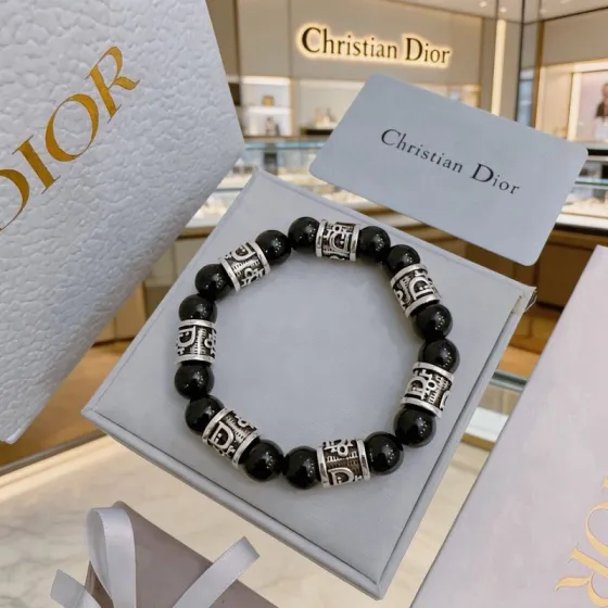 Dior Oblique Beaded Bracelet bracelet Silver-tone metal with black onyx beads 19cm