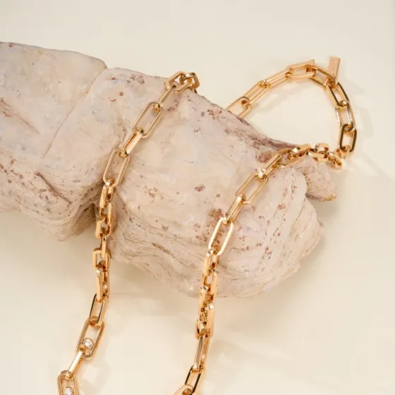 Messika Move Link necklace Yellow gold with clear diamonds 45cm