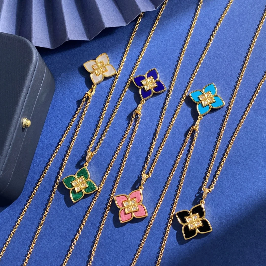 Roberto Coin Love in Verona necklace 18k rose gold blue lapis lazuli diamond 42cm