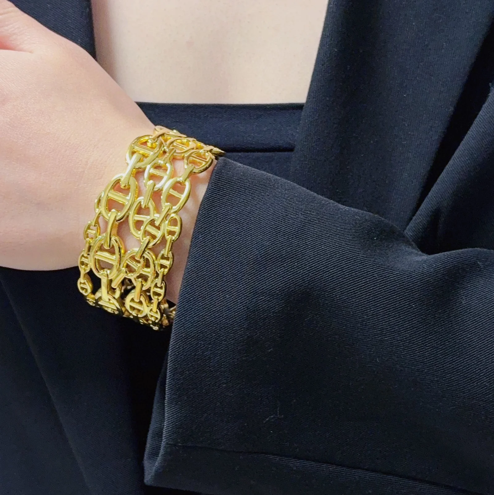 Bracciale Hermes Chaine d Ancre Enchainee MM Bracciale in metallo color oro e metallo argentato senza pietre preziose