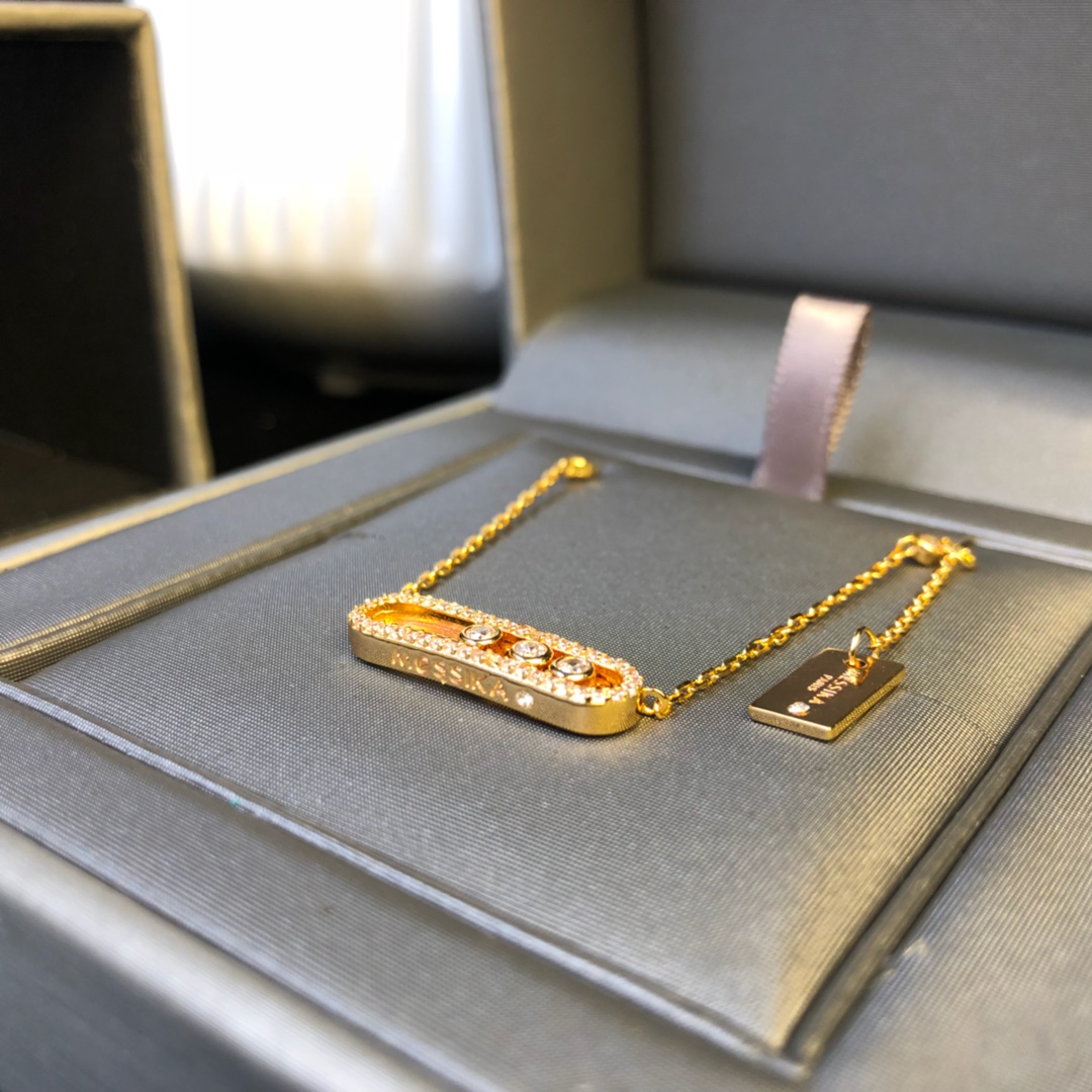 Messika Move Uno bracelet 18k rose gold with clear diamonds 17cm
