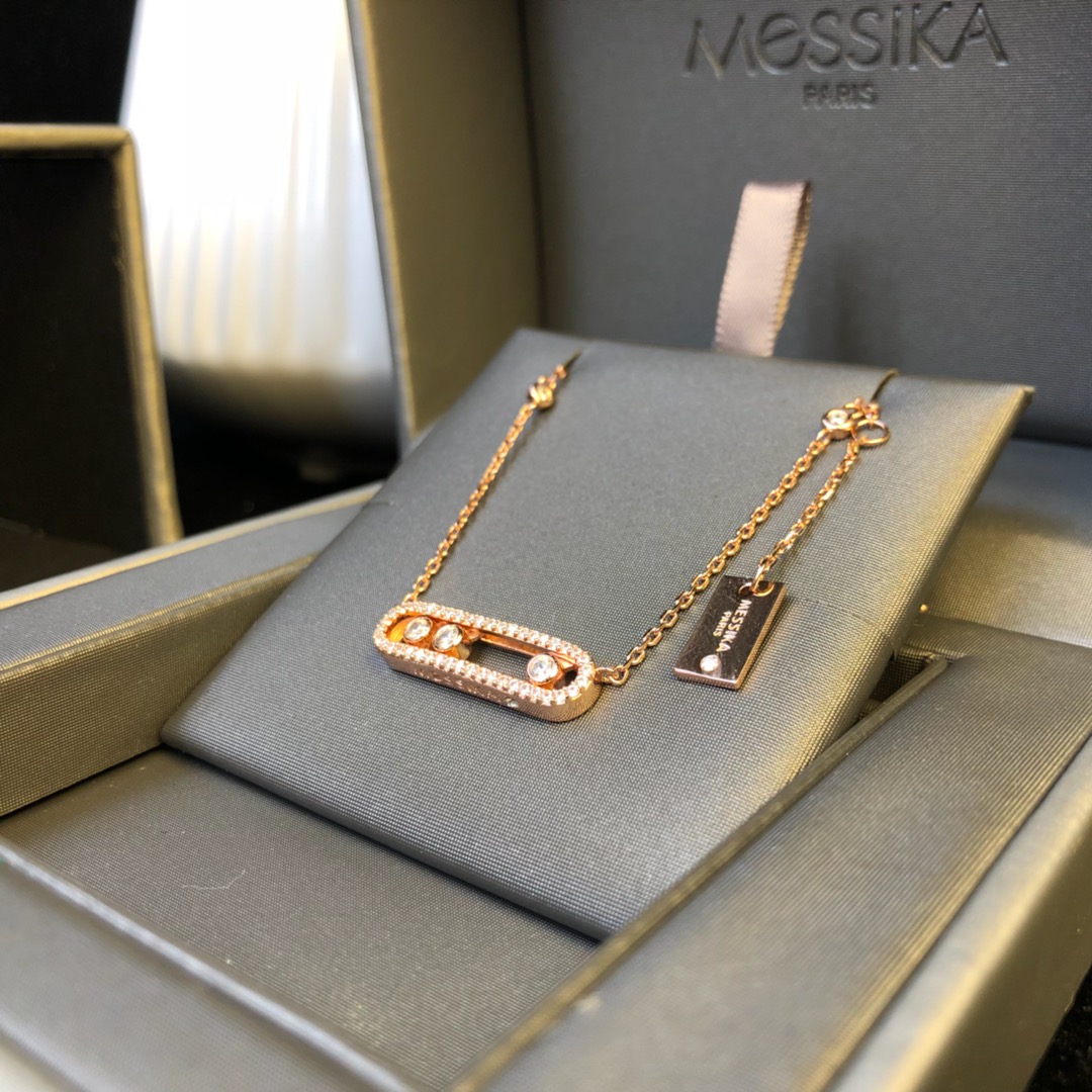 Messika Move Uno bracelet 18k rose gold with clear diamonds 17cm