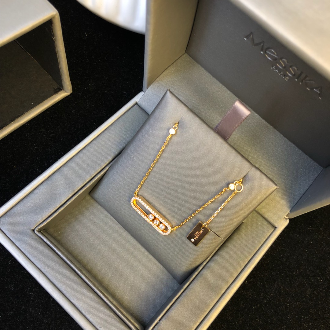Messika Move Uno bracelet 18k rose gold with clear diamonds 17cm