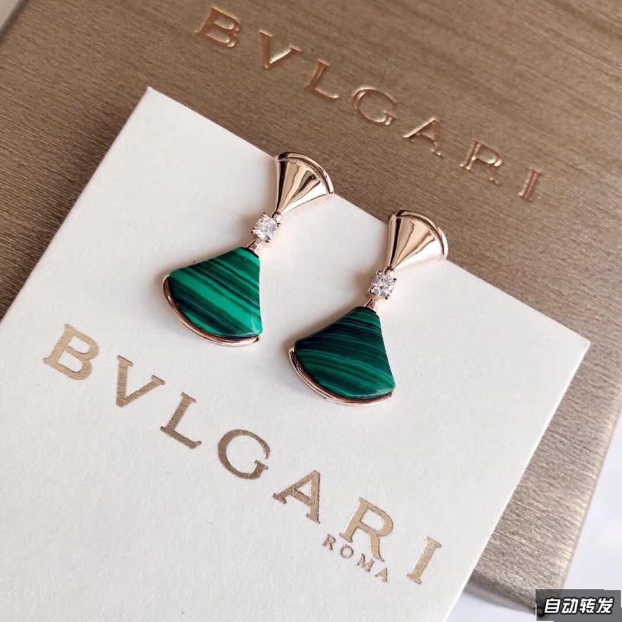 Bvlgari Diva s Dream earrings 18k rose gold green malachite clear diamond accents 2 3cm drop length