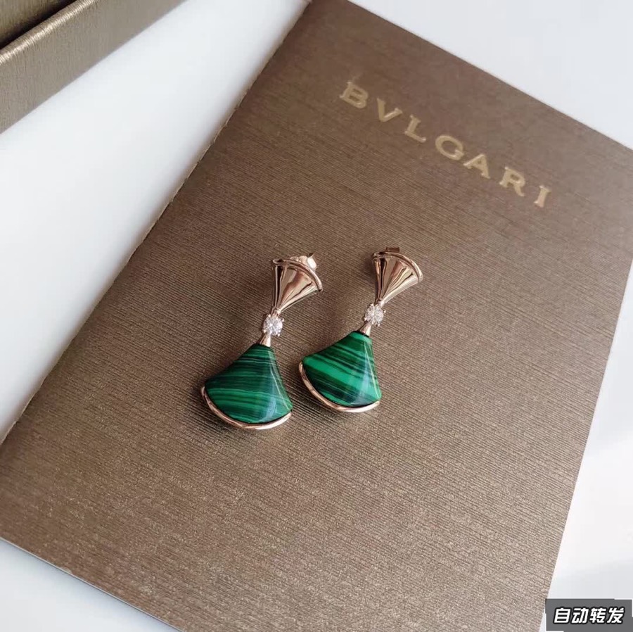 Bvlgari Diva s Dream earrings 18k rose gold green malachite clear diamond accents 2 3cm drop length
