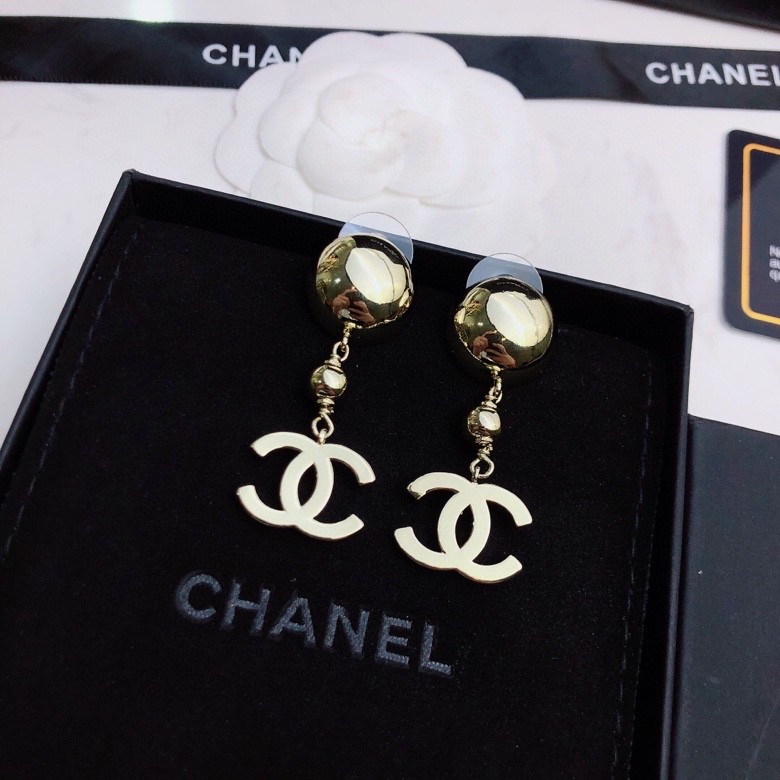 Chanel CC Drop Ball Earrings earrings gold tone metal 4 5cm drop length
