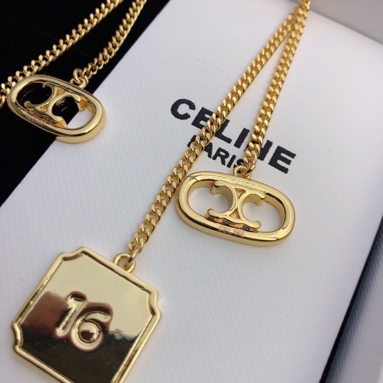 Celine Triomphe 16 Chain Drop Earrings earrings gold-tone metal no gemstones 6cm drop length