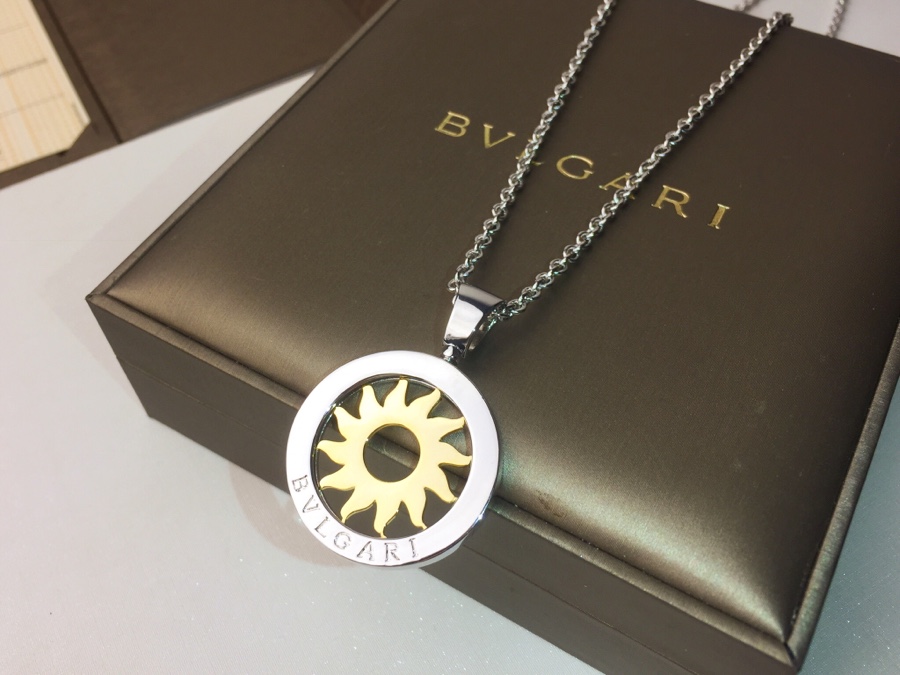 Bvlgari Tondo Sun necklace silver stainless steel yellow gold sun motif 65cm