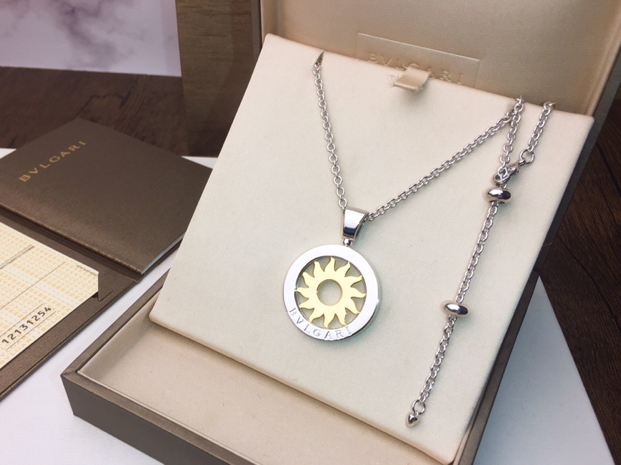 Bvlgari Tondo Sun necklace silver stainless steel yellow gold sun motif 65cm