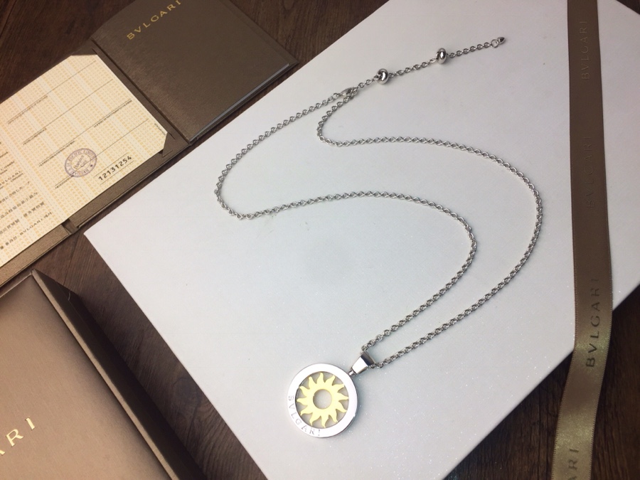 Bvlgari Tondo Sun necklace silver stainless steel yellow gold sun motif 65cm