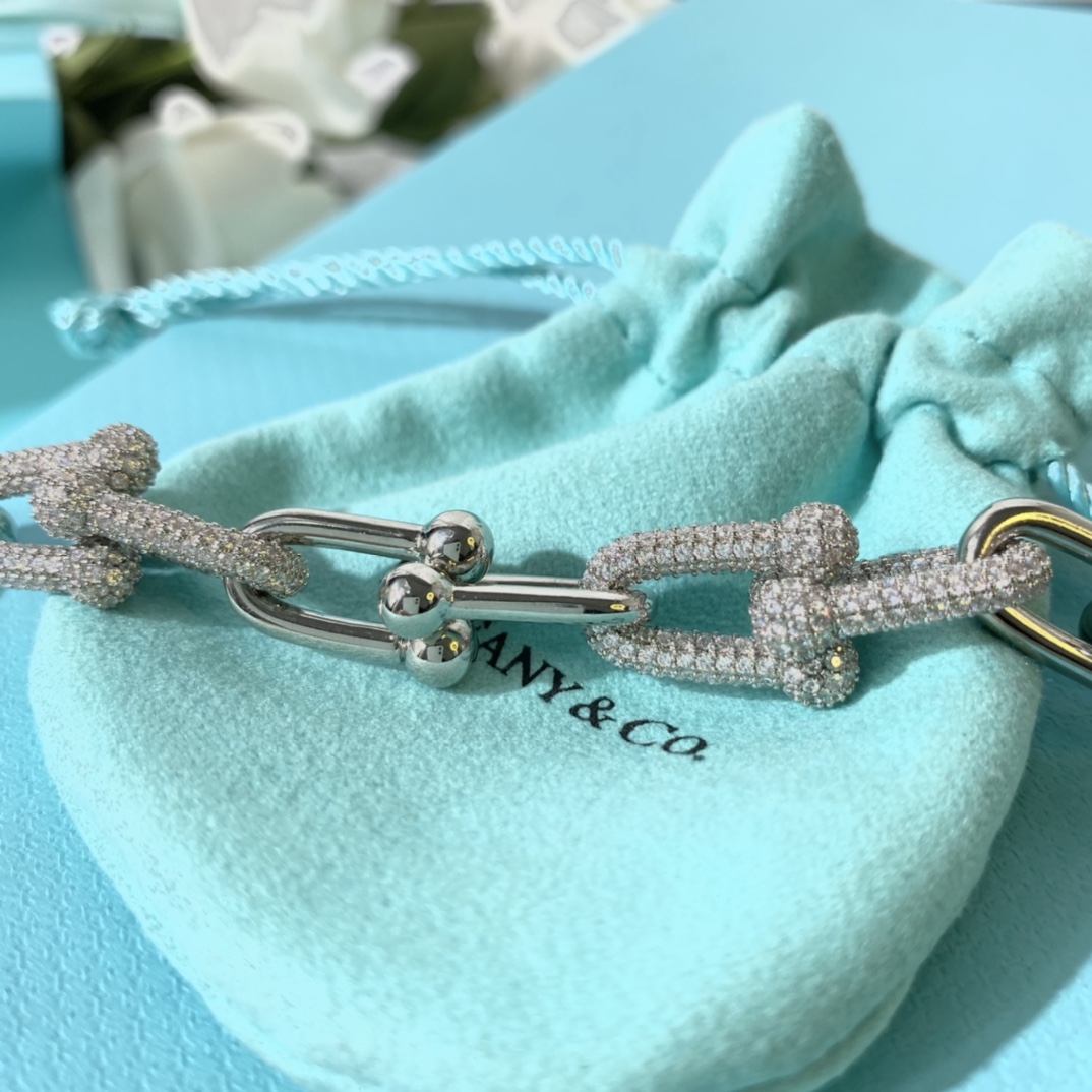 Tiffany Co Tiffany HardWear necklace 18k rose gold with pave diamonds 18k yellow gold with pave diamonds sterling silver with pave diamonds 18 inches