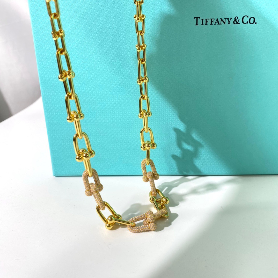 Tiffany Co Tiffany HardWear necklace 18k rose gold with pave diamonds 18k yellow gold with pave diamonds sterling silver with pave diamonds 18 inches