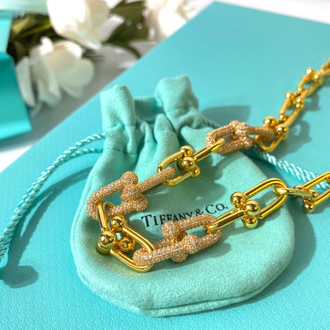 Tiffany Co Tiffany HardWear necklace 18k rose gold with pave diamonds 18k yellow gold with pave diamonds sterling silver with pave diamonds 18 inches