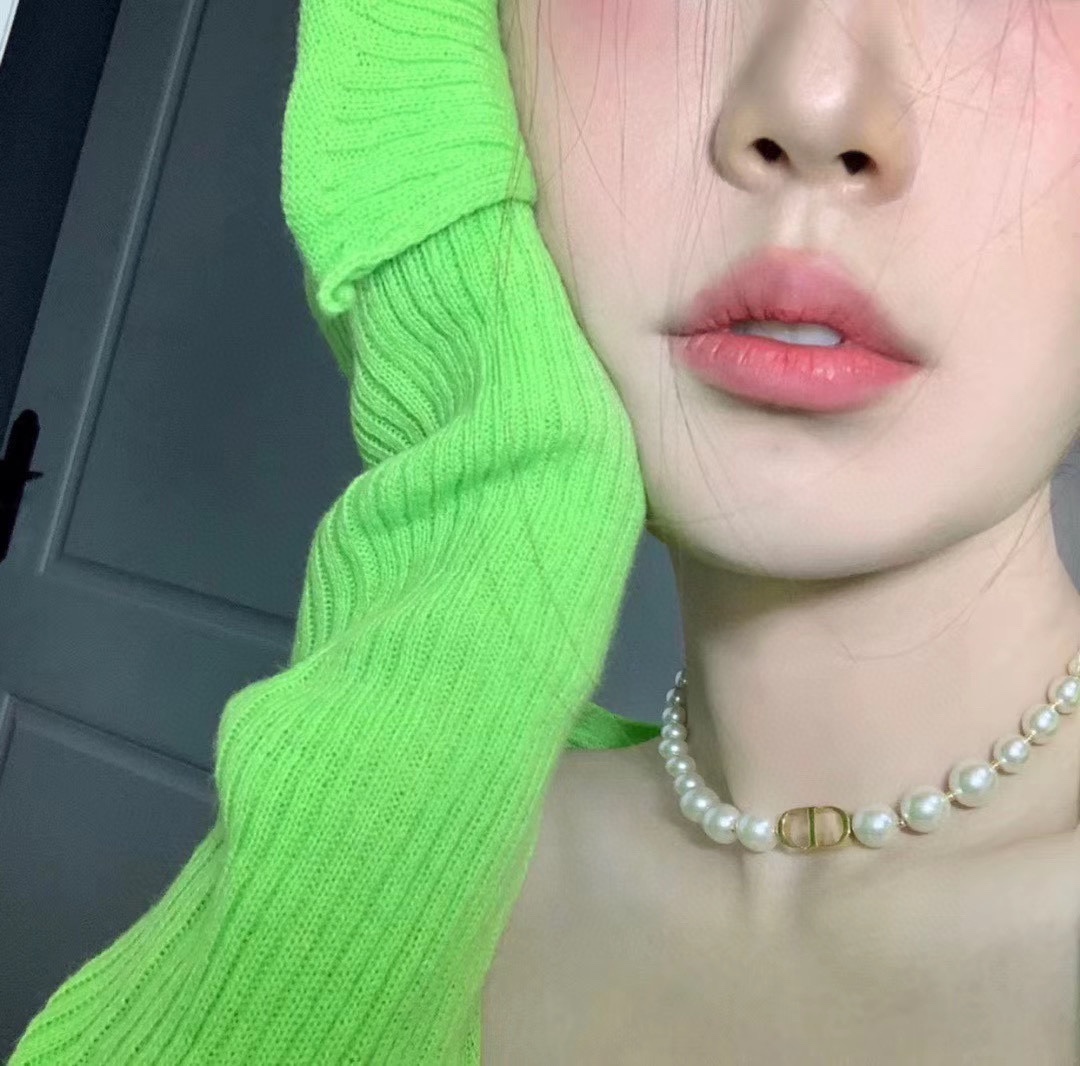 Dior 30 Montaigne Pearl Choker necklace gold-tone metal white pearl 35cm