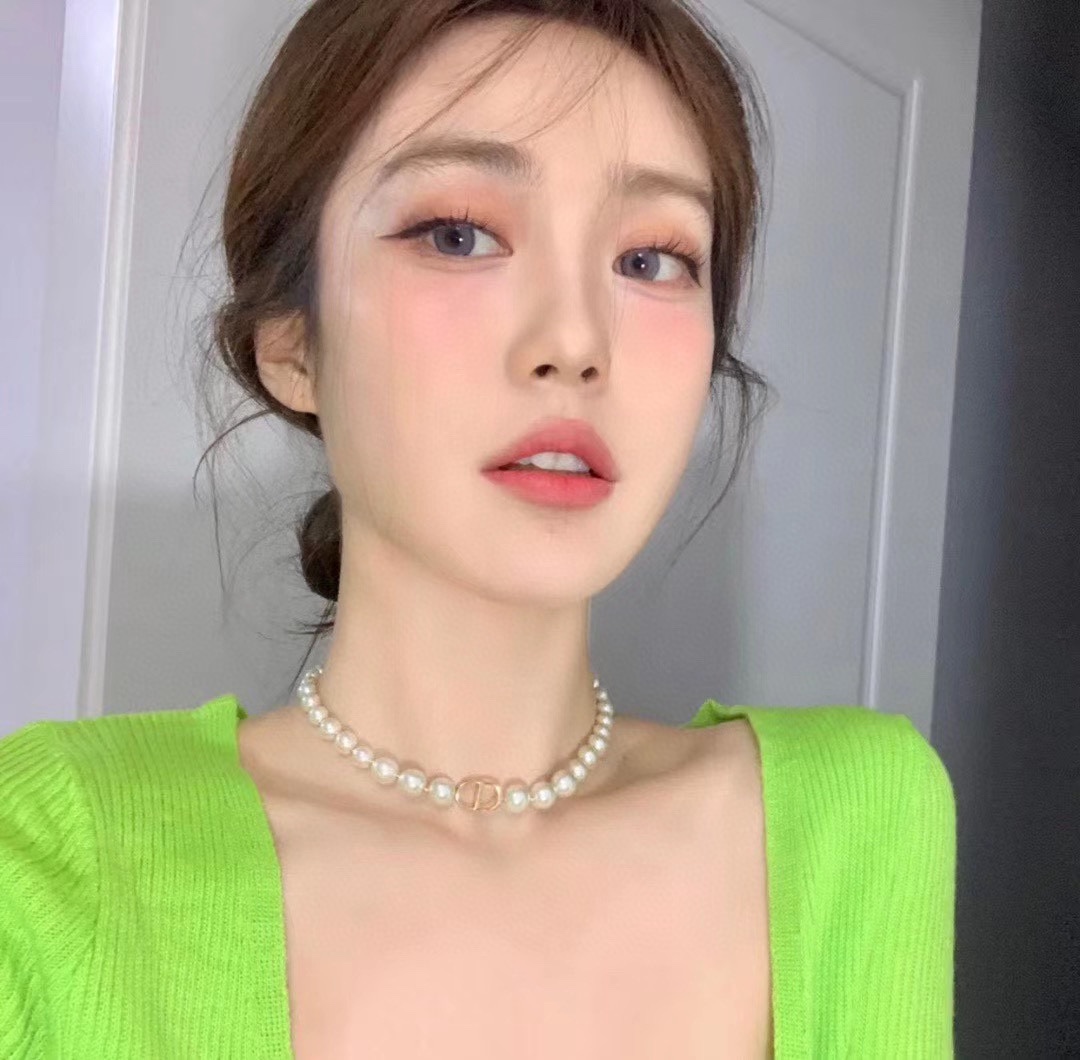 Dior 30 Montaigne Pearl Choker necklace gold-tone metal white pearl 35cm