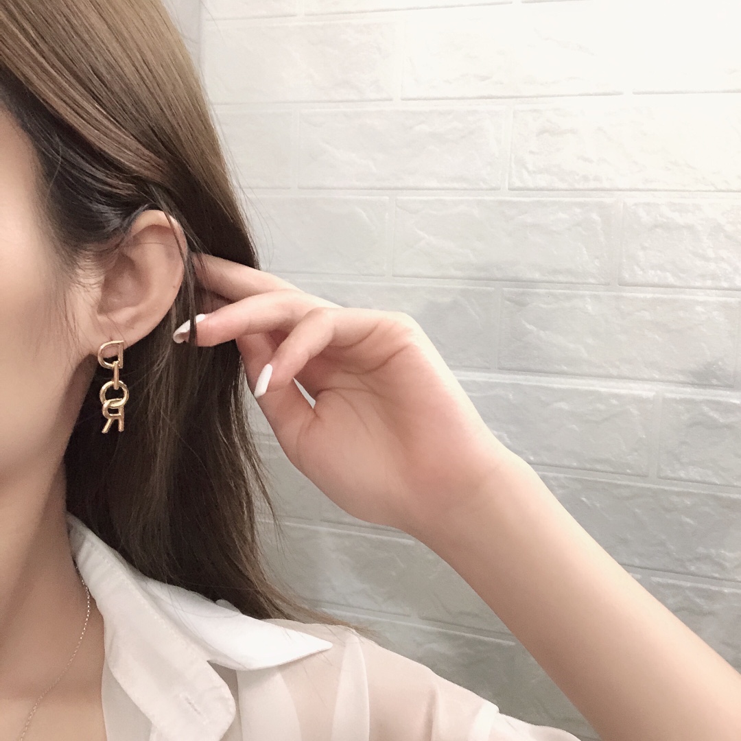 Dior DED0083 Logo Drop Earrings earrings gold-tone metal no accent stones 3cm drop length