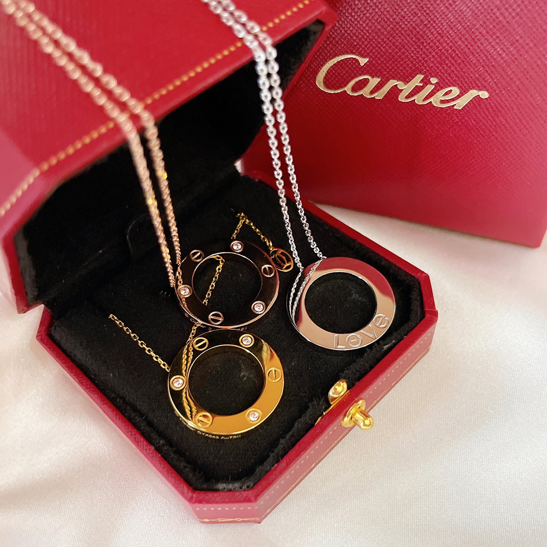 Cartier Love necklace 18K white gold with diamond accents 42cm