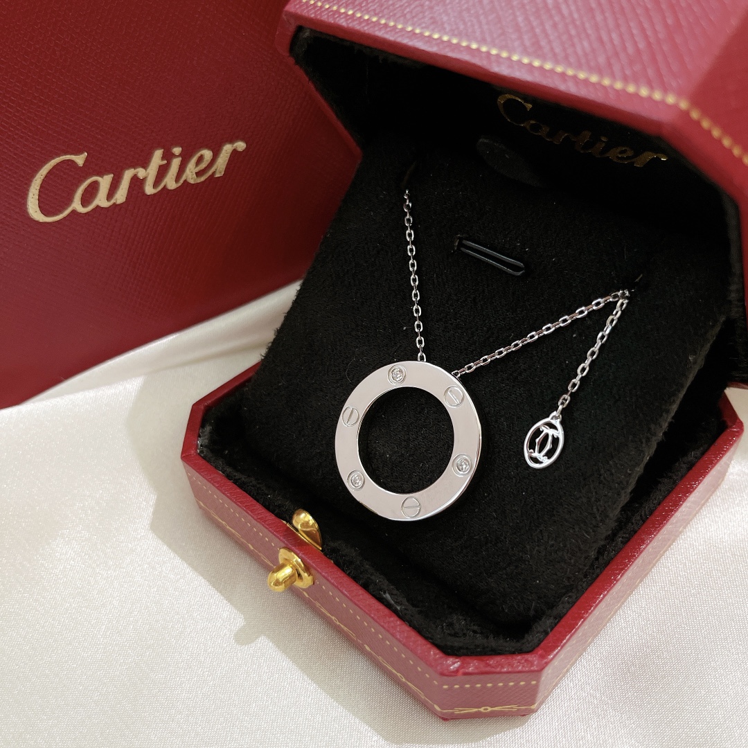 Cartier Love necklace 18K white gold with diamond accents 42cm