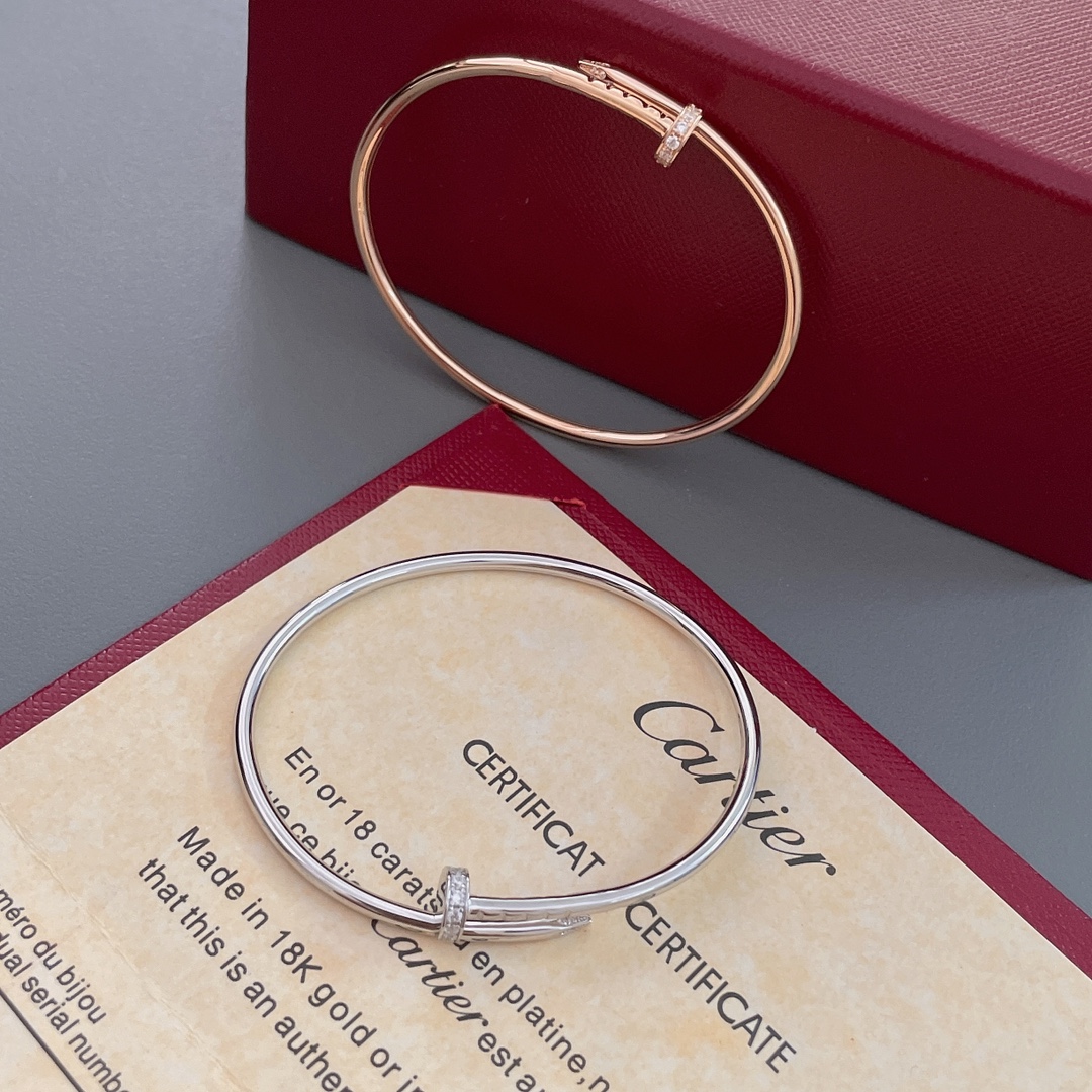 Cartier Juste un Clou bracelet 18k white gold with clear diamonds 18k rose gold with clear diamonds 17