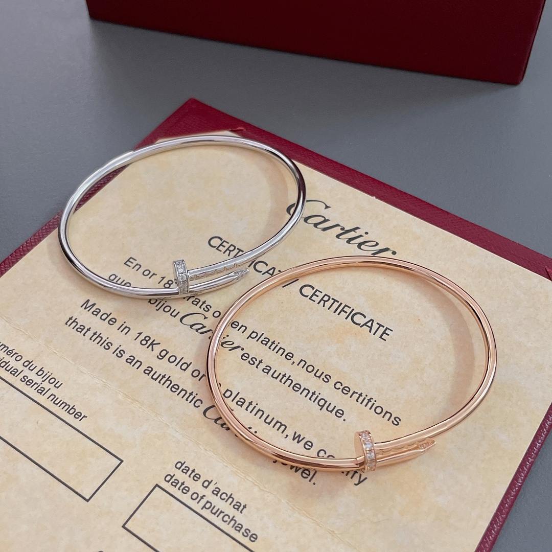 Cartier Juste un Clou bracelet 18k white gold with clear diamonds 18k rose gold with clear diamonds 17