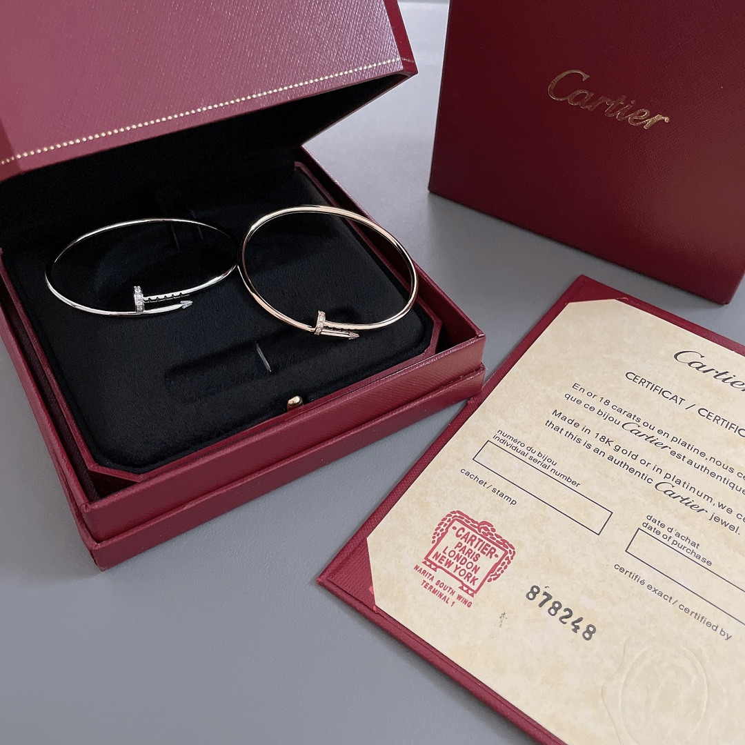 Cartier Juste un Clou bracelet 18k white gold with clear diamonds 18k rose gold with clear diamonds 17