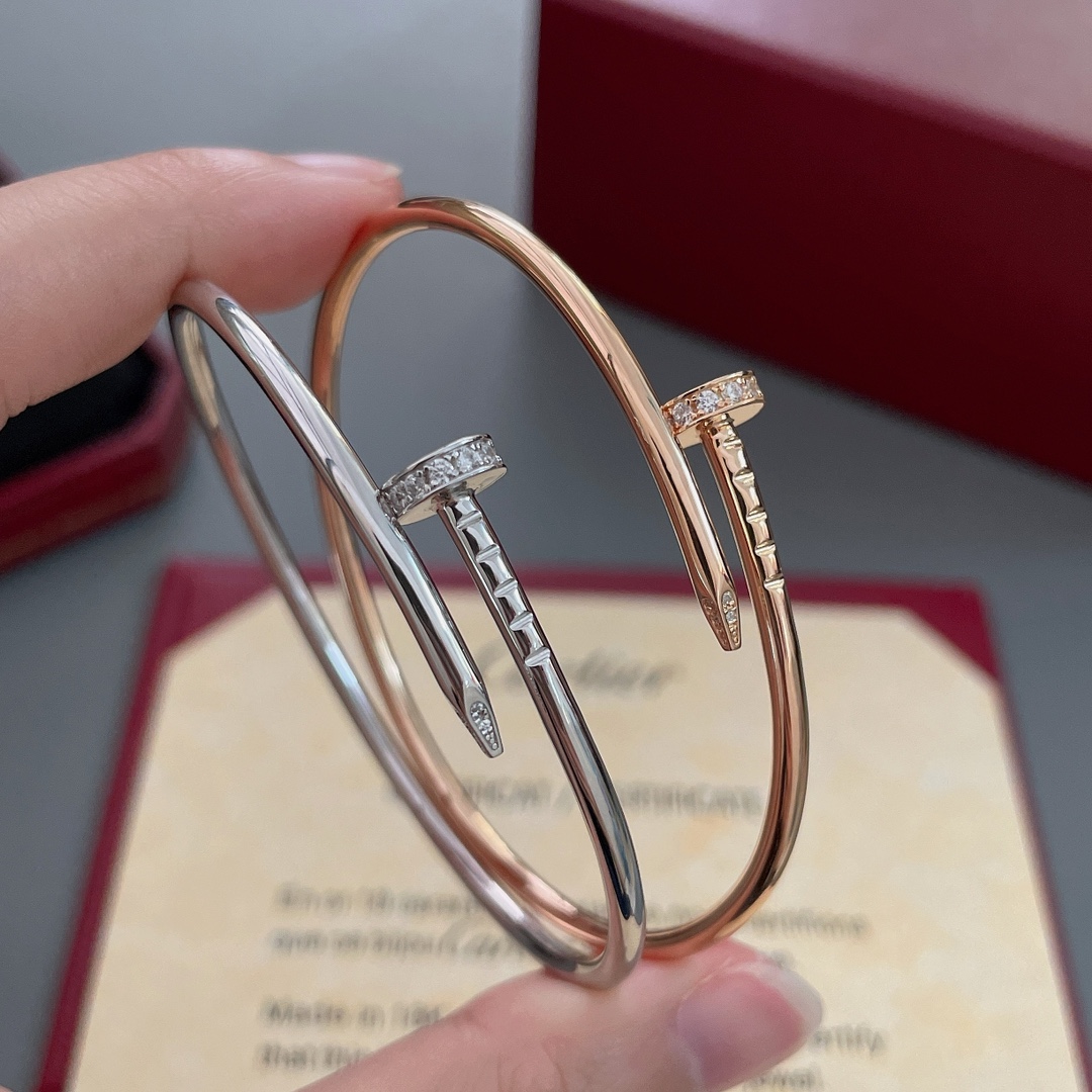 Cartier Juste un Clou bracelet 18k white gold with clear diamonds 18k rose gold with clear diamonds 17