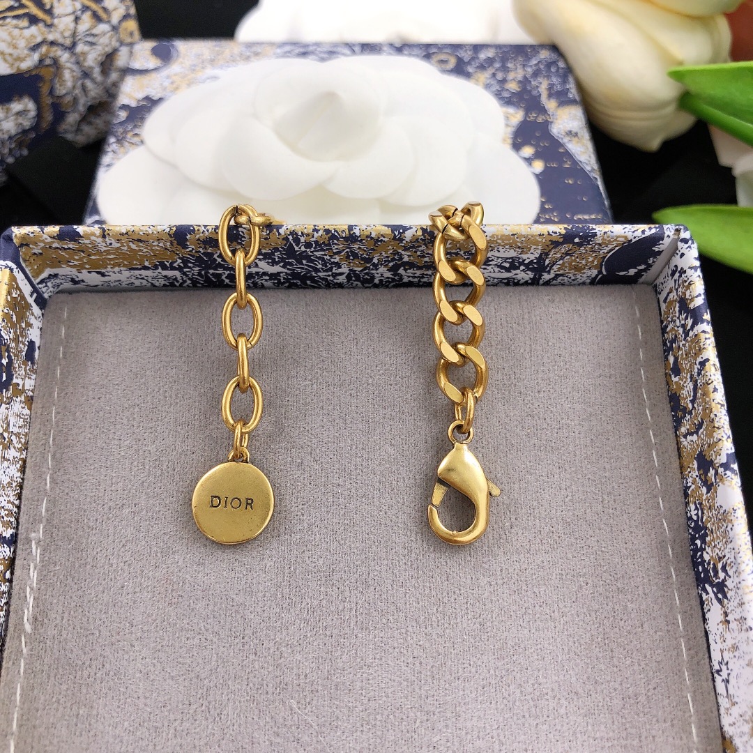 Dior J Adior bracelet gold-tone metal with clear crystal accents 18cm with 5cm extension chain