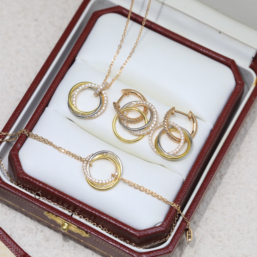 Cartier Trinity bracelet 18k yellow gold 18k white gold 18k rose gold clear diamond 17cm