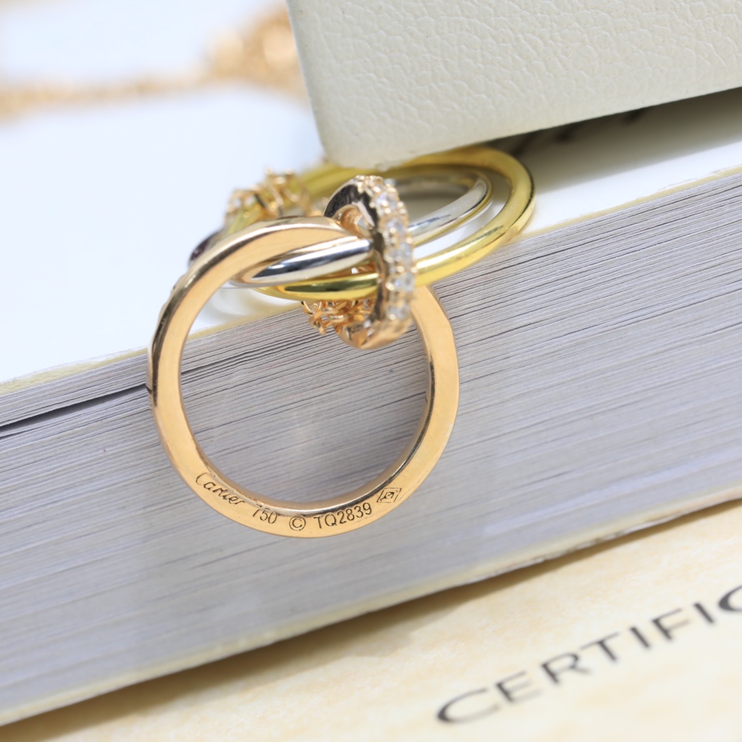 Cartier Trinity bracelet 18k yellow gold 18k white gold 18k rose gold clear diamond 17cm