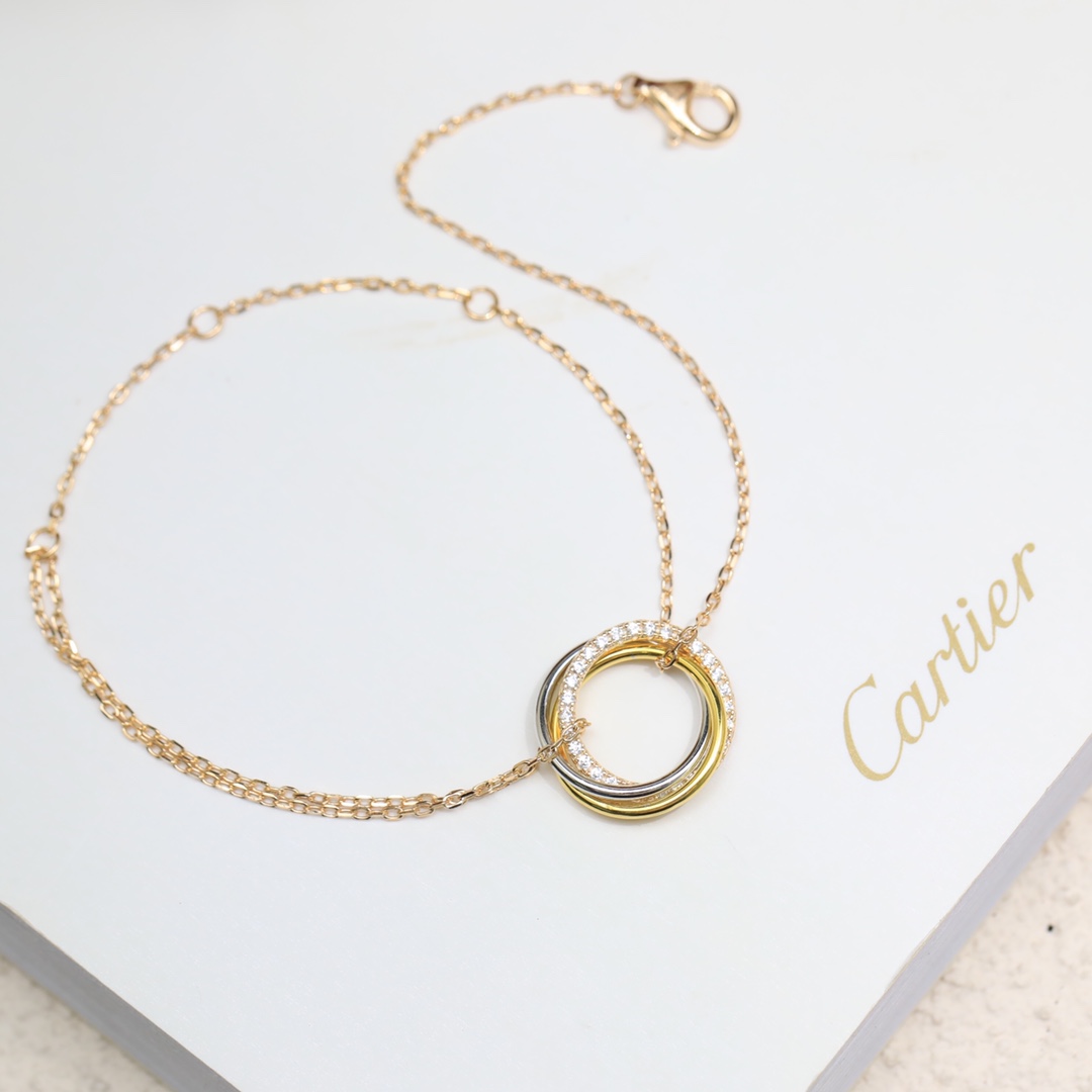 Cartier Trinity bracelet 18k yellow gold 18k white gold 18k rose gold clear diamond 17cm